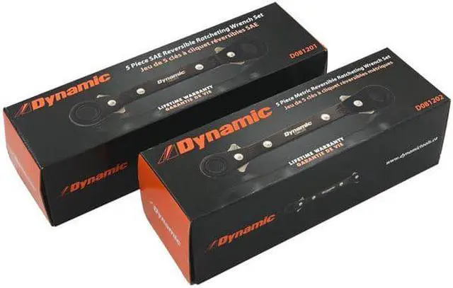 Alt view image 6 of 8 - dynamic 5 piece sae double box end, reversible ratcheting wrench set, 25 offset