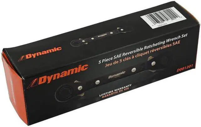 Alt view image 7 of 8 - dynamic 5 piece sae double box end, reversible ratcheting wrench set, 25 offset