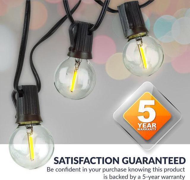 Alt view image 8 of 8 - newhouse lighting pstringled50 foot, 50 socket indoor/outdoor string 55 led globe g40 (5 free bulbs included), wedding lights, decorations for patios, porches, backyards, decks, bi