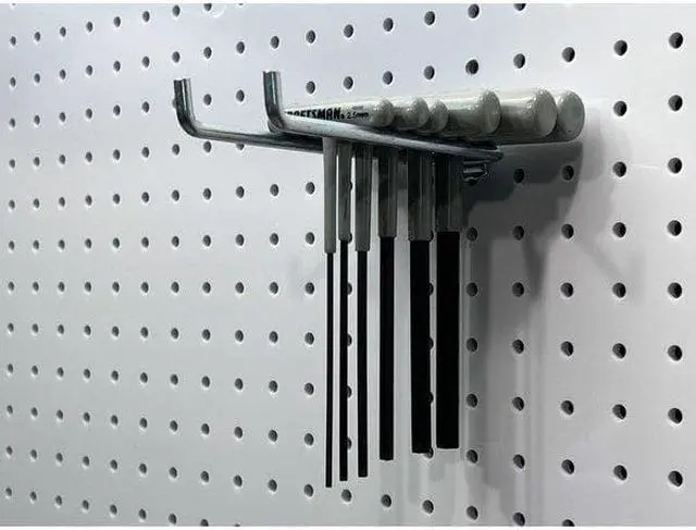 Alt view image 8 of 8 - DuraHook 5-3/4 In. Double Rod 80 Degree Bend 1/4 In. Dia. Zinc Plated Steel Pegboard Hook for DuraBoard, 10 Pack