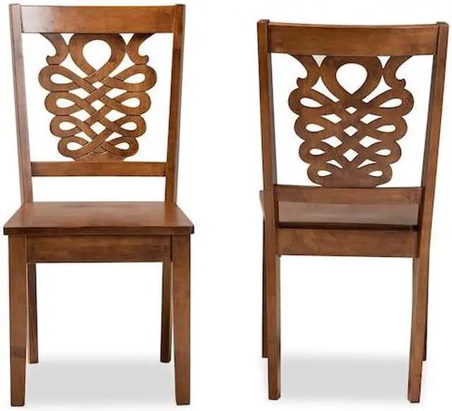 Alt view image 8 of 13 - Baxton Studio Gervais Modern and Contemporary Transitional Walnut Brown Finished Wood 2-Piece Dining Chair Set