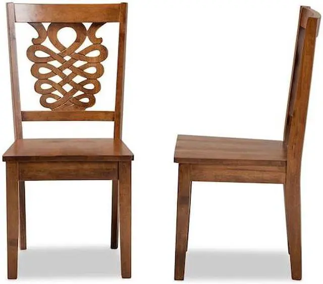 Alt view image 9 of 13 - Baxton Studio Gervais Modern and Contemporary Transitional Walnut Brown Finished Wood 2-Piece Dining Chair Set
