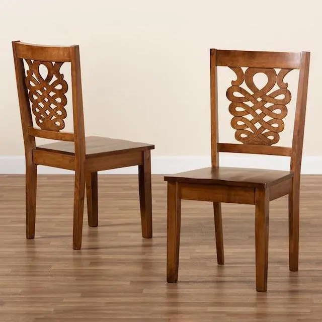 Alt view image 13 of 13 - Baxton Studio Gervais Modern and Contemporary Transitional Walnut Brown Finished Wood 2-Piece Dining Chair Set
