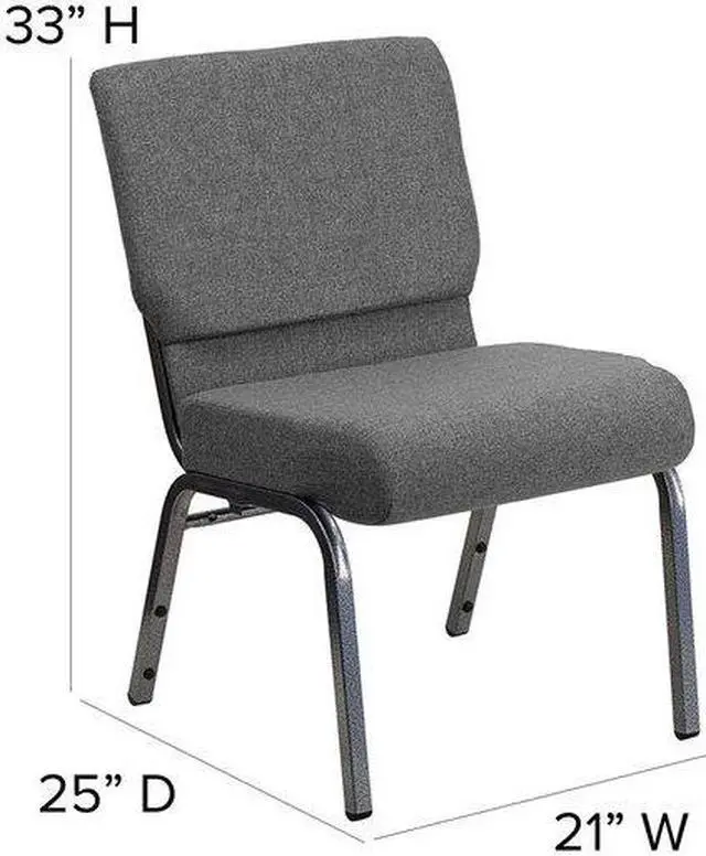 Alt view image 5 of 17 - 4 Pack HERCULES Series 21''W Stacking Church Chair in Gray Fabric - Silver Vein Frame