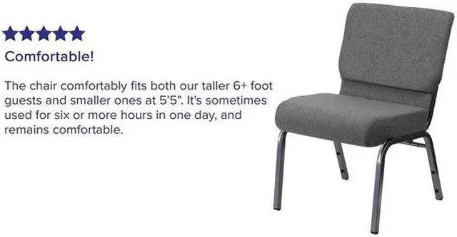 Alt view image 8 of 17 - 4 Pack HERCULES Series 21''W Stacking Church Chair in Gray Fabric - Silver Vein Frame