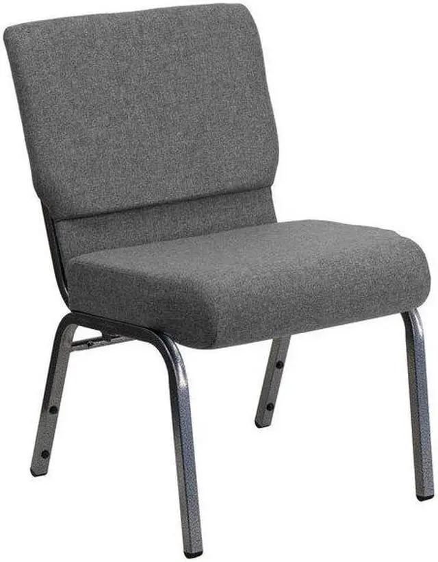 Alt view image 10 of 17 - 4 Pack HERCULES Series 21''W Stacking Church Chair in Gray Fabric - Silver Vein Frame