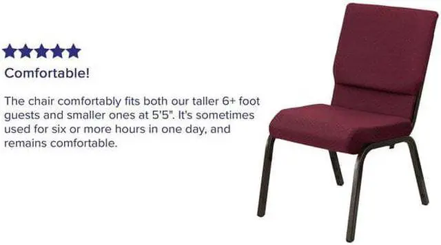 Alt view image 8 of 17 - 4 Pack HERCULES Series 18.5''W Stacking Church Chair in Burgundy Patterned Fabric - Gold Vein Frame