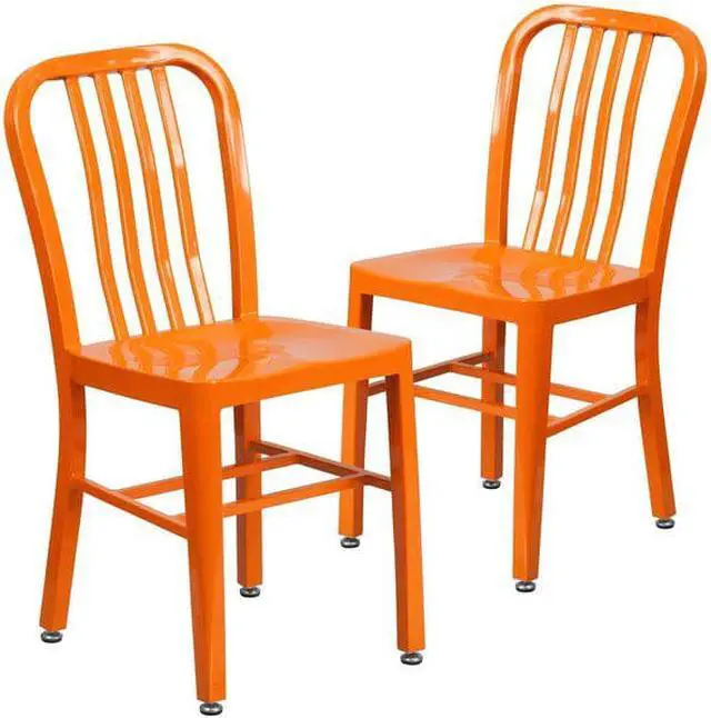 Alt view image 2 of 7 - Flash Furniture Colorful Restaurant Chair Orange 2 Pack (2CH6120018OR)