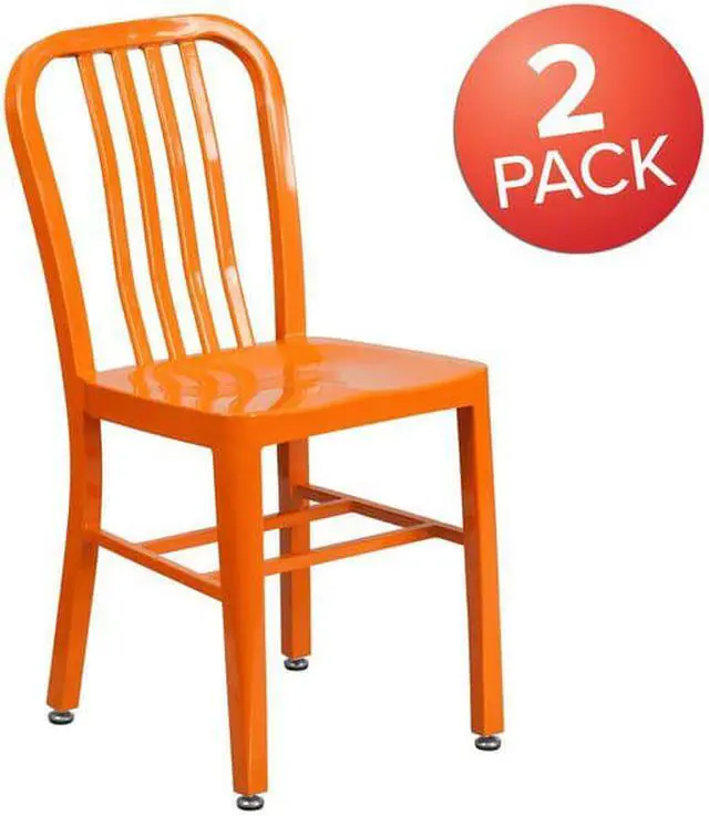Alt view image 4 of 7 - Flash Furniture Colorful Restaurant Chair Orange 2 Pack (2CH6120018OR)
