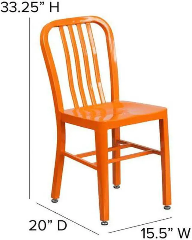 Alt view image 3 of 7 - Flash Furniture Colorful Restaurant Chair Orange 2 Pack (2CH6120018OR)