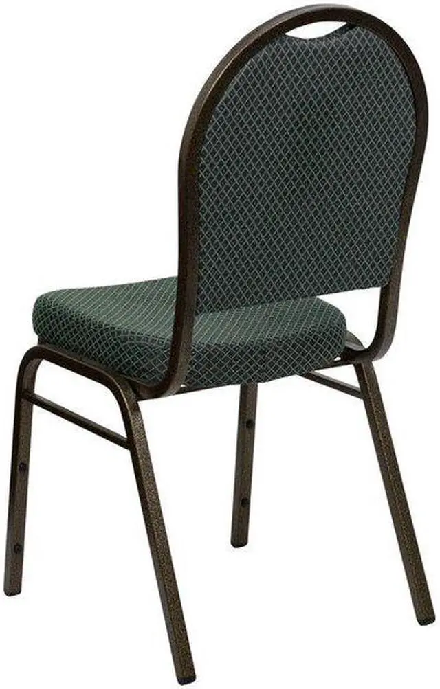 Alt view image 9 of 10 - 4 Pack HERCULES Series Dome Back Stacking Banquet Chair in Green Patterned Fabric - Gold Vein Frame