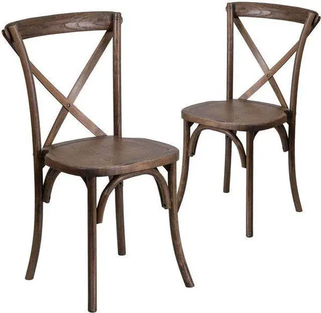 Alt view image 5 of 10 - 2 Pack HERCULES Series Stackable Early American Wood Cross Back Chair
