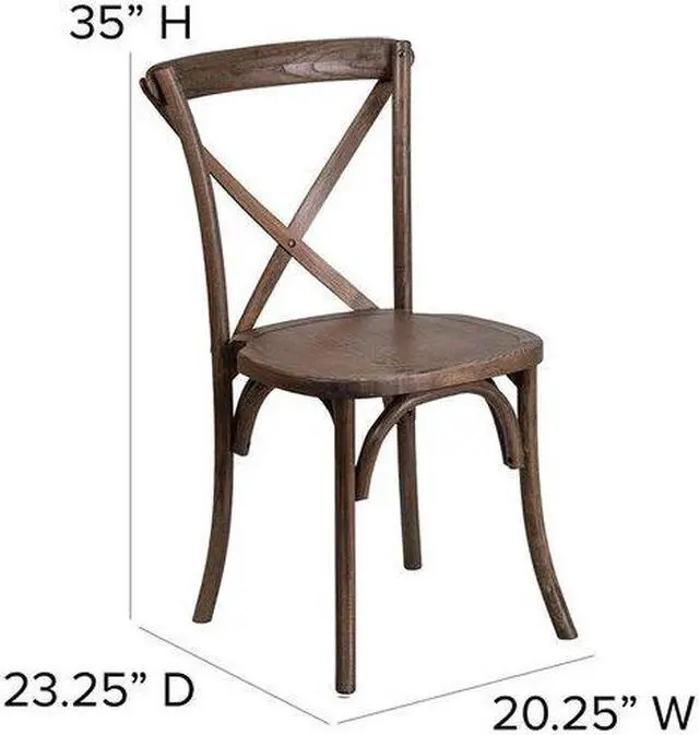 Alt view image 6 of 10 - 2 Pack HERCULES Series Stackable Early American Wood Cross Back Chair