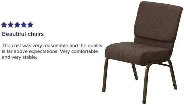 Alt view image 8 of 17 - 4 Pack HERCULES Series 21''W Stacking Church Chair in Brown Fabric - Gold Vein Frame