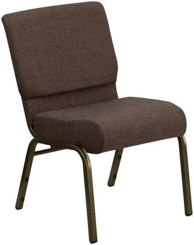 Alt view image 10 of 17 - 4 Pack HERCULES Series 21''W Stacking Church Chair in Brown Fabric - Gold Vein Frame