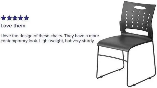 Alt view image 8 of 17 - 5 Pack HERCULES Series 881 lb. Capacity Black Sled Base Stack Chair with Air-Vent Back