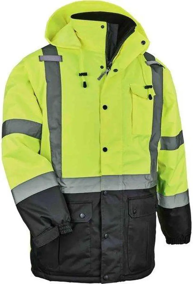 Alt view image 2 of 2 - ERGODYNE 8384 Hi-Vis Parka, 300D Oxford Polyester, Class 3 Type R, Hi-Viz Lime,
