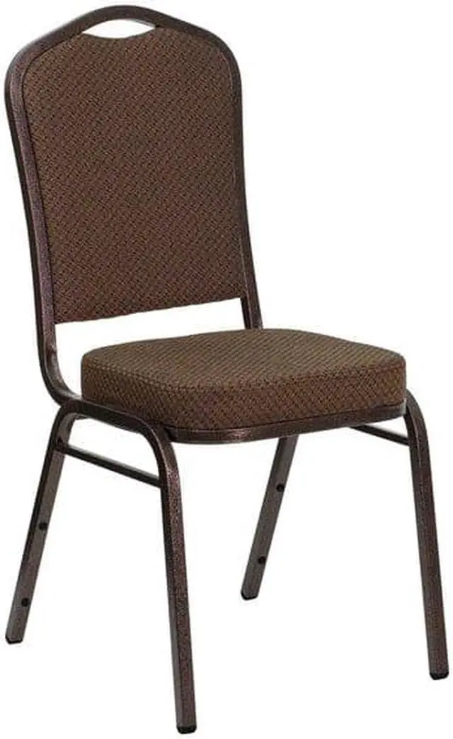 Alt view image 7 of 10 - 4 Pack HERCULES Series Crown Back Stacking Banquet Chair in Burgundy Fabric - Gold Frame