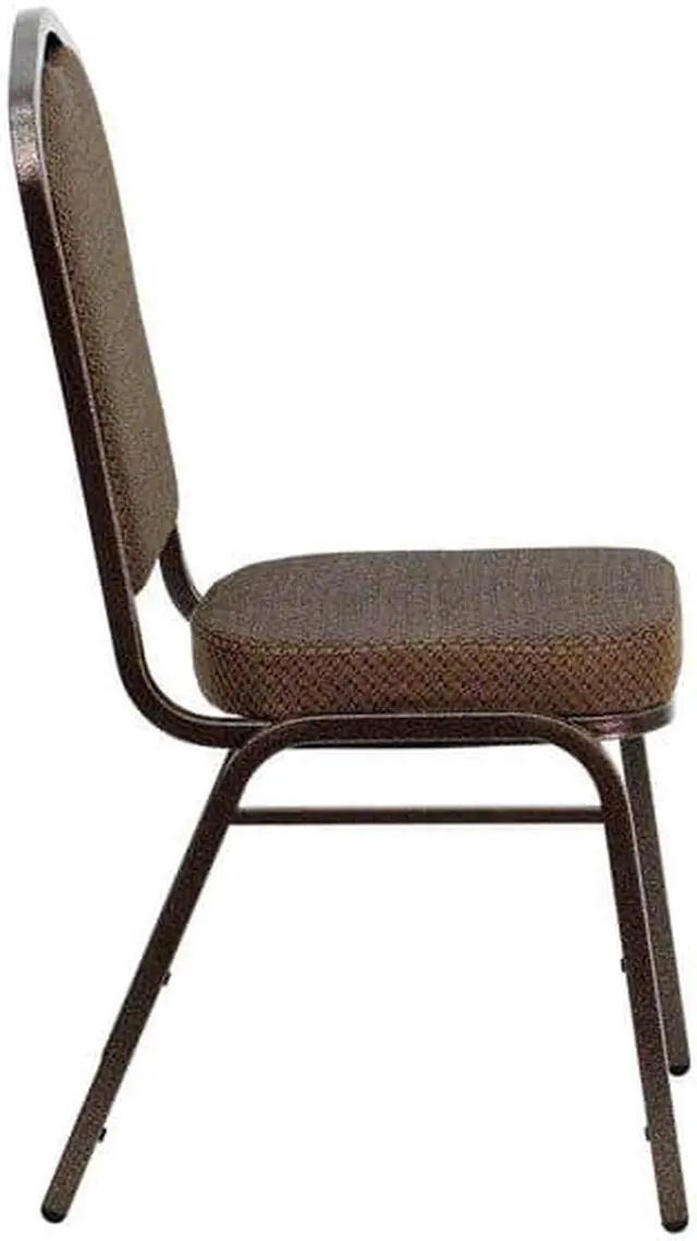 Alt view image 8 of 10 - 4 Pack HERCULES Series Crown Back Stacking Banquet Chair in Burgundy Fabric - Gold Frame