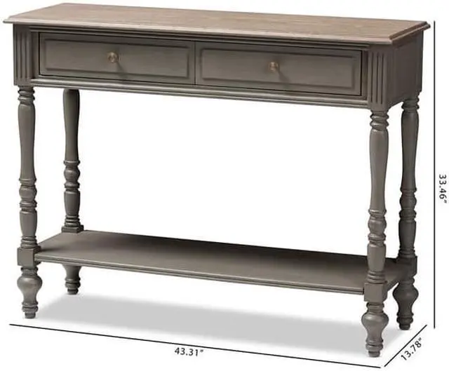 Alt view image 3 of 8 - Baxton Studio Noemie Country Cottage Farmhouse 2-Drawer Console Table