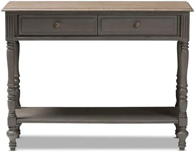 Alt view image 4 of 8 - Baxton Studio Noemie Country Cottage Farmhouse 2-Drawer Console Table