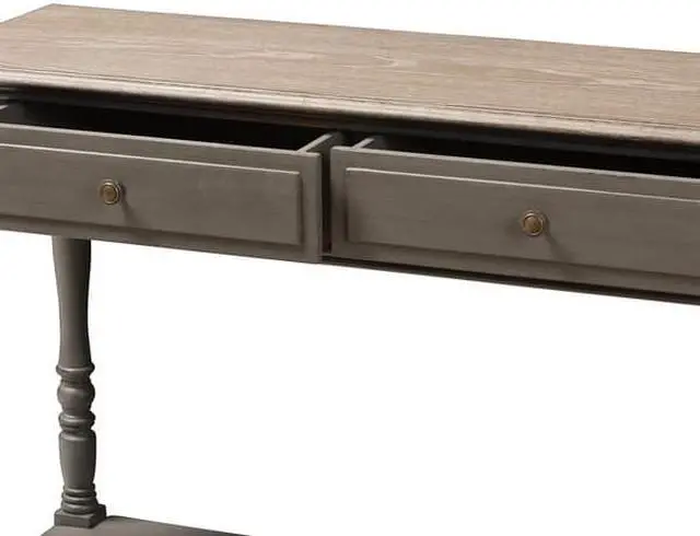 Alt view image 8 of 8 - Baxton Studio Noemie Country Cottage Farmhouse 2-Drawer Console Table