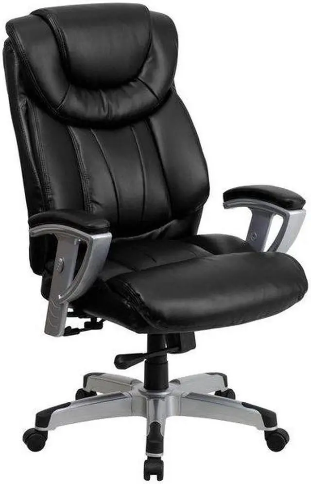 Alt view image 18 of 20 - HERCULES Series Big & Tall 400 lb. Rated Black LeatherSoft Executive Ergonomic Office Chair with Silver Adjustable Arms