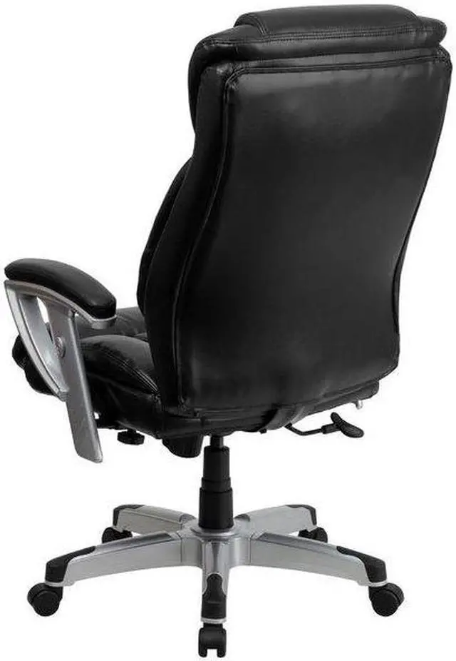 Alt view image 20 of 20 - HERCULES Series Big & Tall 400 lb. Rated Black LeatherSoft Executive Ergonomic Office Chair with Silver Adjustable Arms