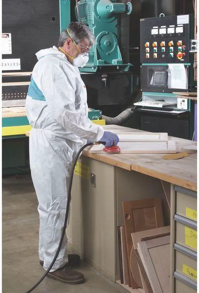 Alt view image 3 of 3 - 3M 4520-L 4520 Disposable Coveralls, Hooded, SMMMS, Zipper Closure, Knit Cuff,