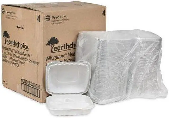 Alt view image 9 of 11 - Pactiv PACYCN80803 Earthchoice Smartlock Hinged Lid Containers, White, 22 Oz, 200/Carton