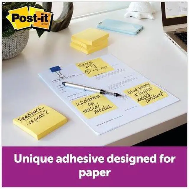 Alt view image 4 of 8 - Recycled Pop-up Notes 3 x 3 Canary Yellow 100-Sheet 12/Pack