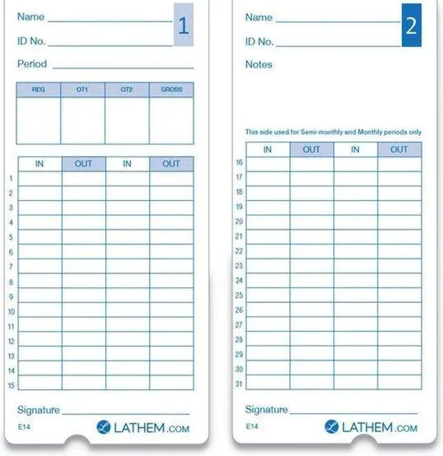 Alt view image 11 of 11 - Lathem Time Time Clock Cards for Lathem Time 400E Two Sides 3 x 7 100/Pack E14100
