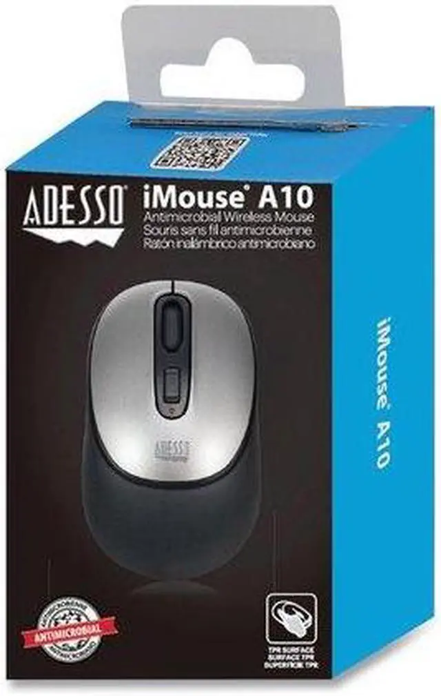 Alt view image 15 of 20 - Adesso iMouse A10 Antimicrobial 1600dpi 2.4GHz Wireless Mouse - Black/Silver