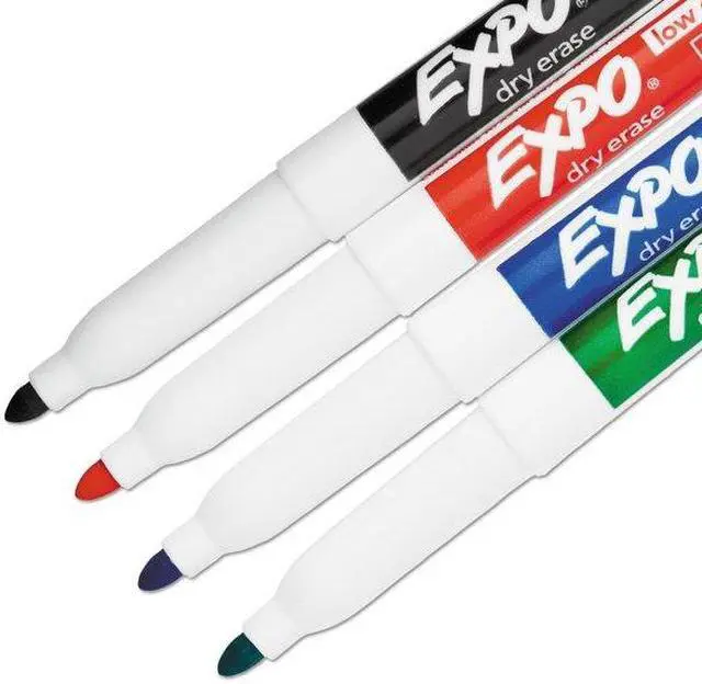 Alt view image 5 of 9 - EXPO 2003893 Low Odor Dry Erase Markers, Fine Tip - Office Pack, Assorted Colors, 36/Pack