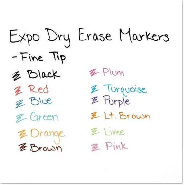 Alt view image 7 of 9 - EXPO 2003893 Low Odor Dry Erase Markers, Fine Tip - Office Pack, Assorted Colors, 36/Pack