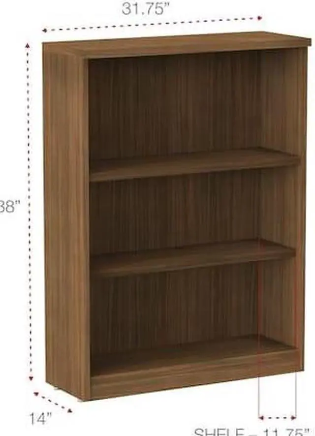 Alt view image 19 of 20 - Alera - VA634432WA - Alera Valencia Series Bookcase, Three-Shelf, 31 3/4w x 14d x 39 3/8h, Mod Walnut