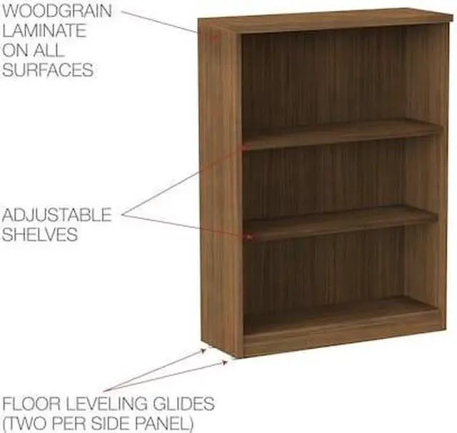Alt view image 20 of 20 - Alera - VA634432WA - Alera Valencia Series Bookcase, Three-Shelf, 31 3/4w x 14d x 39 3/8h, Mod Walnut
