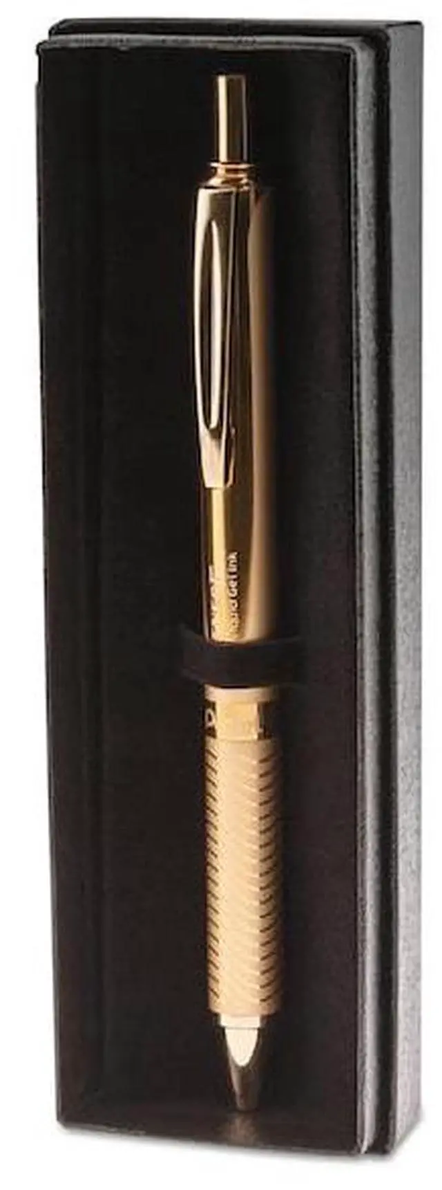 Alt view image 14 of 18 - Pentel BL407XABX EnerGel Alloy Retractable Liquid Gel Pen, Gold Barrel, Black Ink, in Gift Box with Info Band
