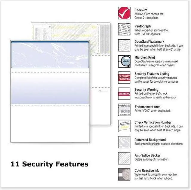 Alt view image 4 of 8 - Docugard Standard Security Check Blue Marble Top 24 lb Letter 500/Ream 04501