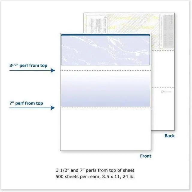 Alt view image 5 of 8 - Docugard Standard Security Check Blue Marble Top 24 lb Letter 500/Ream 04501