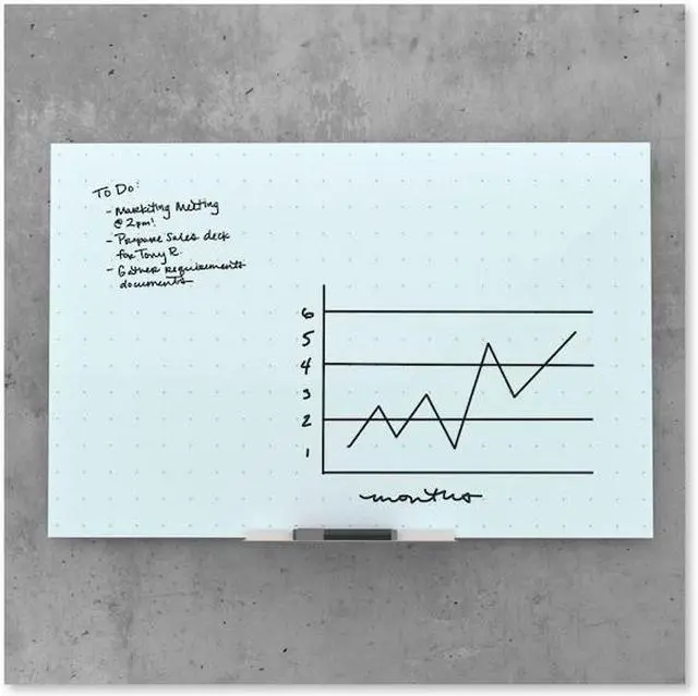 Alt view image 13 of 17 - Floating Glass Ghost Grid Dry Erase Board, 48 x 36 Inches, White Frosted Surface, Frameless UBR2799U0001