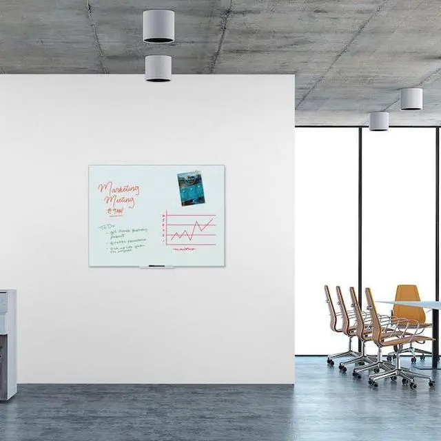 Alt view image 12 of 17 - Floating Glass Ghost Grid Dry Erase Board, 48 x 36 Inches, White Frosted Surface, Frameless UBR2799U0001