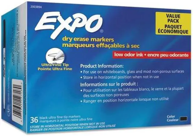 Alt view image 8 of 8 - EXPO 2003894 Low Odor Dry Erase Markers, Ultra Fine Tip - Office Pack, Black, 36/Pack