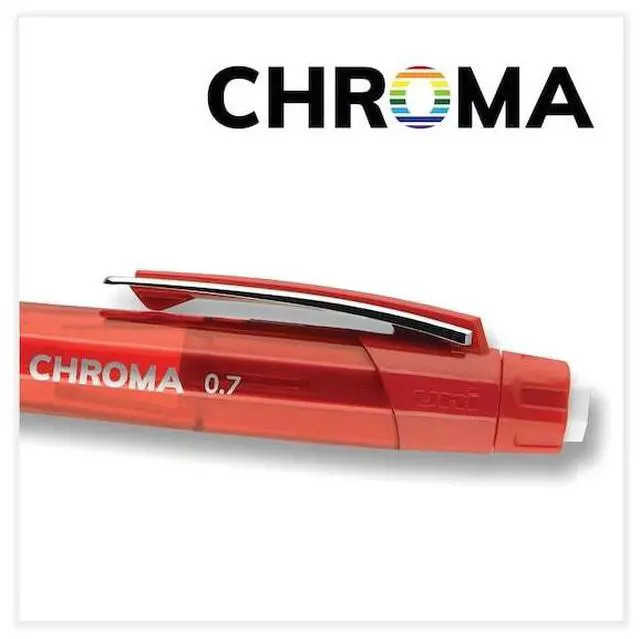 Alt view image 10 of 18 - Uni-ball Chroma Mechanical Pencil, 0.7 mm, HB (#2), Black Lead, Red Barrel, Dozen