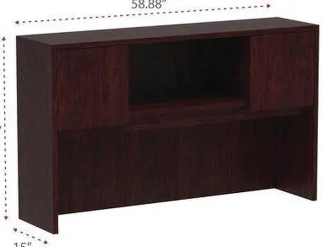 Alt view image 11 of 16 - Alera Valencia Series Hutch with Doors, 58 7/8w x 15d x 35 1/2h, Mahogany