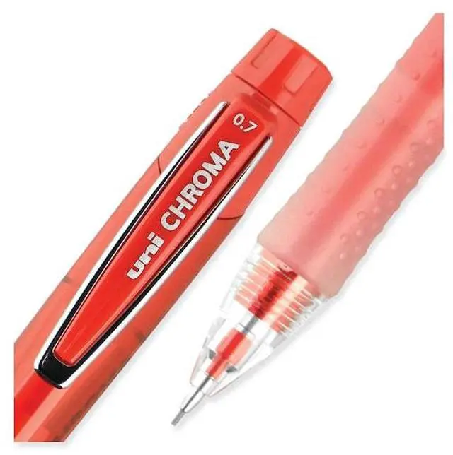 Alt view image 9 of 18 - Uni-ball Chroma Mechanical Pencil, 0.7 mm, HB (#2), Black Lead, Red Barrel, Dozen