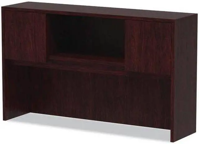 Alt view image 15 of 16 - Alera Valencia Series Hutch with Doors, 58 7/8w x 15d x 35 1/2h, Mahogany