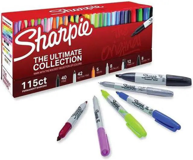 Alt view image 5 of 9 - Sharpie 1983255 Permanent Markers Ultimate Collection, Assorted Tips and Colors, 115 Count