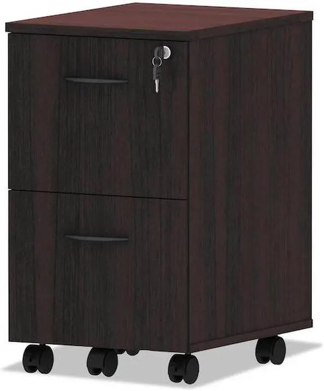 Alt view image 13 of 14 - Alera Valencia Series Mobile File/File Pedestal, 15 3/8 x 20 x 26 5/8, Mahogany