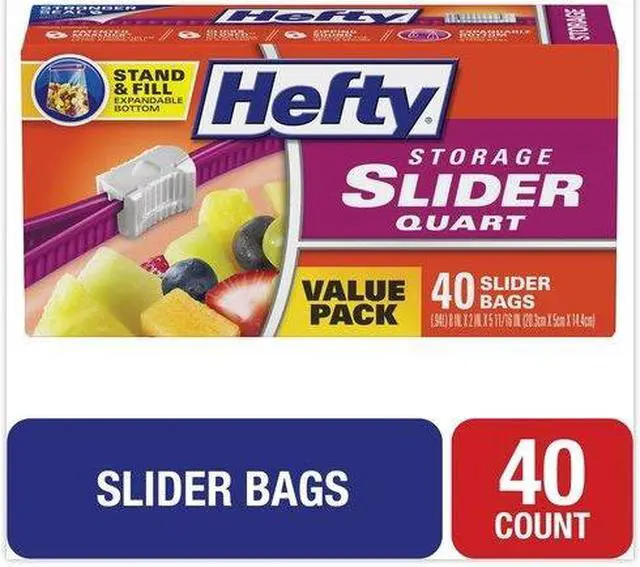 Alt view image 10 of 11 - Pactiv Corporation Hefty Slider Storage Bags 1Qt 40/BX Clear R81240